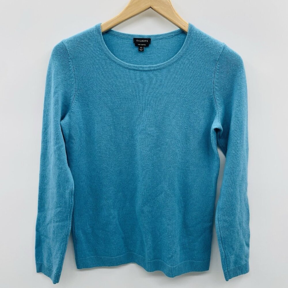 Talbots Womens Size XS Cashmere Long Sleeve Crew Neck Sweater in‎ Light Blue 278